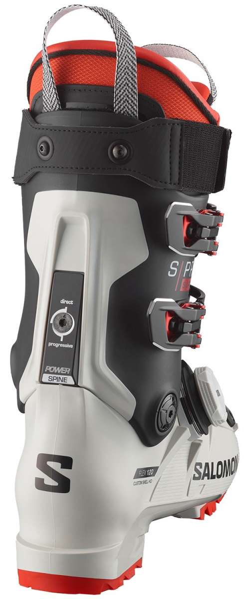 Salomon S/Pro Supra BOA 120 Ski Boot 2024 - Black ski boot with white accents and red logos on the side.
