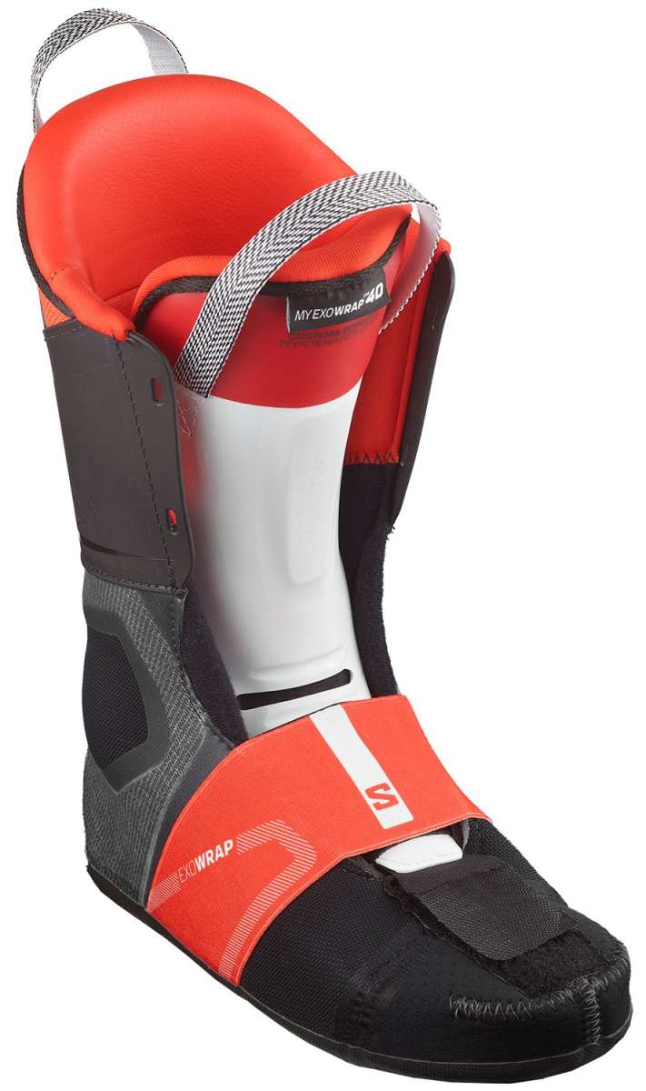 Salomon S/Pro Supra BOA 120 Ski Boot 2024 - A black ski boot with a white logo on the side and silver buckles.