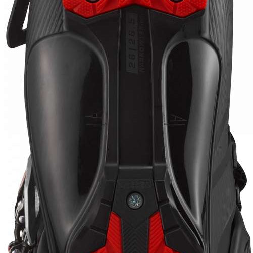 Salomon S-Pro Alpha 100 Ski Boot - Black ski boot with silver hardware and a textured, rubberized toe cap.