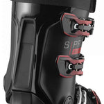 Salomon S Pro Alpha 100 Ski Boot 2024 - Black ski boot with silver buckles and red accents on the tongue and sole.