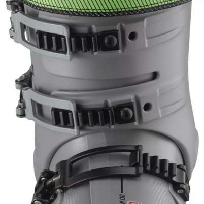 Salomon S/Pro Alpha 120 Ski Boots 2023 - A pair of black ski boots with lime green accents and a textured pattern on the side.