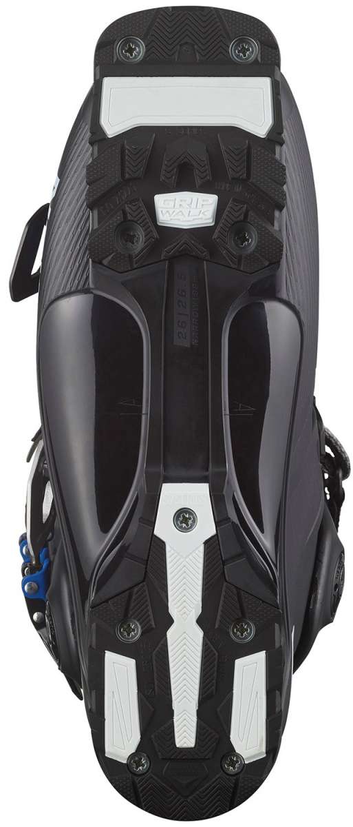 Salomon S-Pro Alpha 120 EL Ski Boots 2024 - Black ski boots with white accents and a textured rubber sole.