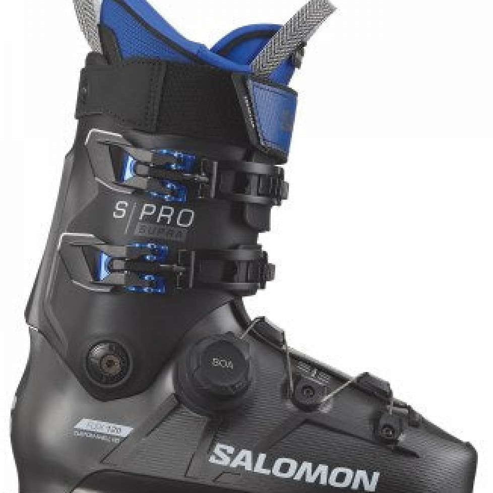Salomon S/Pro Supra BOA 120 Ski Boot 2024 - Black ski boot with blue accents and white lettering on side.