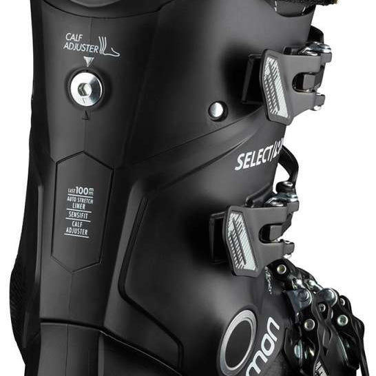 Salomon Select 90 Ski Boot 2023 - Black ski boot with white lettering and silver buckles.