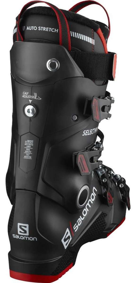 Salomon Select HV 100 Ski Boots 2024 - Black ski boots with white lettering and silver buckles.