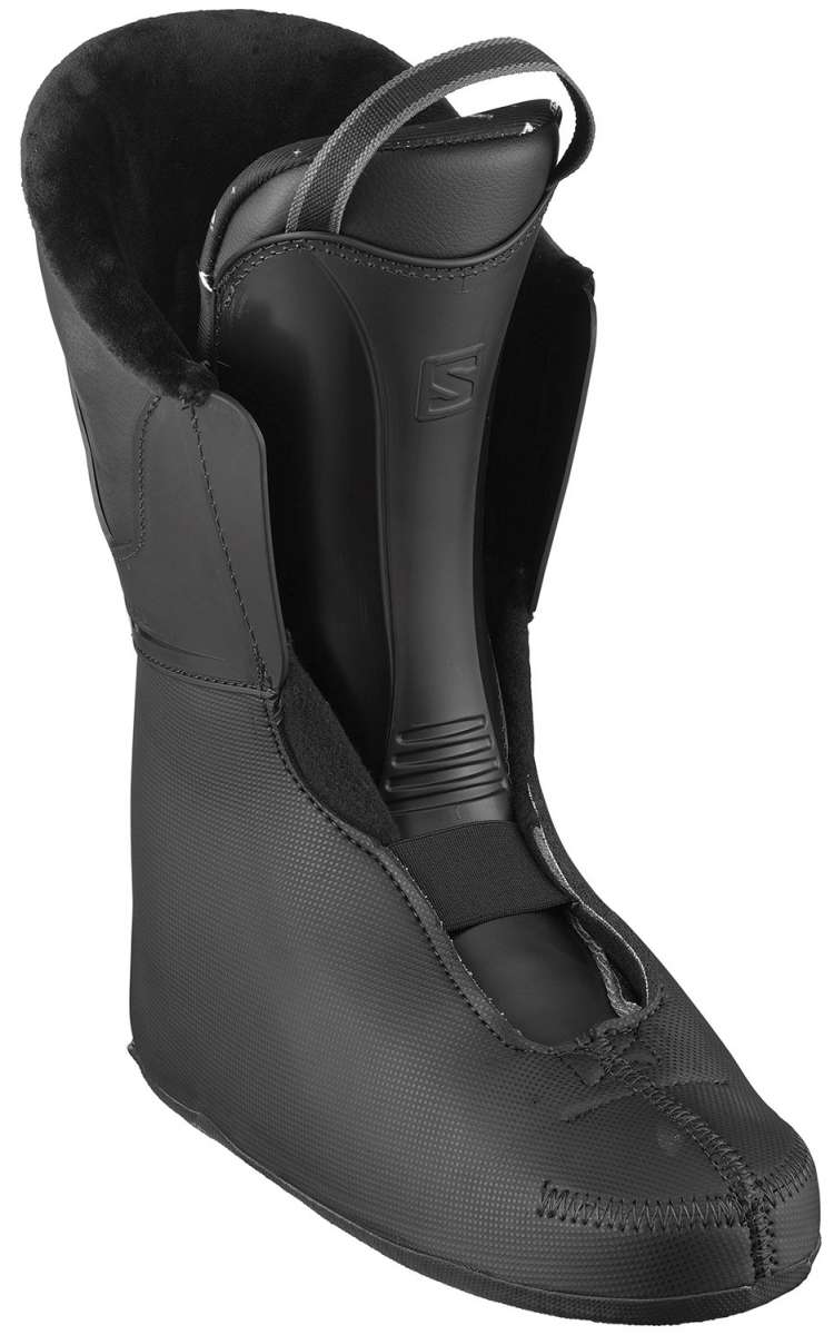 Salomon Select HV 80 Ski Boot 2023 - Black ski boot with a textured pattern on the upper material and a strap closure system.