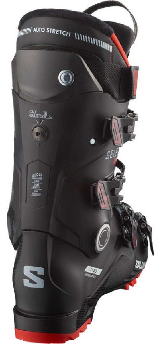 Salomon Select HV 90 Ski Boots 2024 - Black ski boots with white lettering and a red logo on the side.