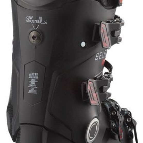 Salomon Select HV 90 Ski Boots 2024 - Black ski boots with white lettering and a red logo on the side.