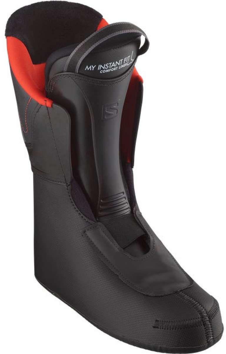 Salomon Select HV 90 Ski Boots 2024 - Black ski boots with a textured pattern on the side and a white logo on the top.