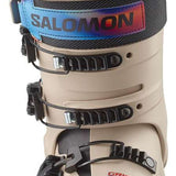 Salomon Shift Pro 130 AT Ski Boots 2024 - Black ski boots with white accents and silver buckles.