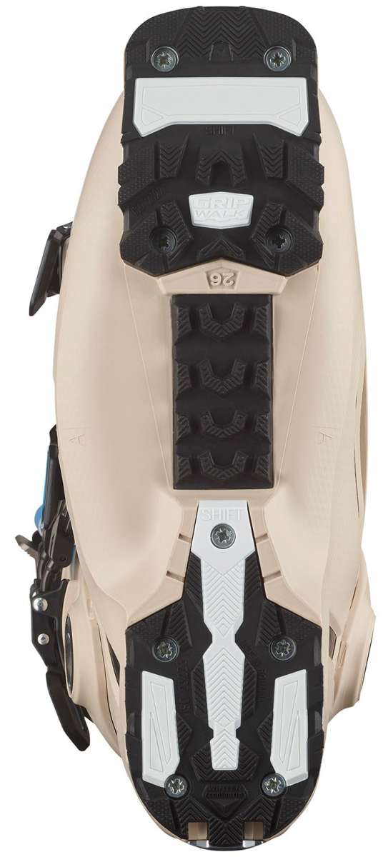 Salomon Shift Pro 130 AT Ski Boots 2024 - Black ski boots with a textured, rubberized toe cap and silver buckles.