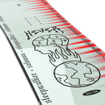 Salomon Sleepwalker Snowboard 2024 - A snowboard with a black and white graphic of a man's face in profile, wearing sunglasses and a hat, on a light gray background.