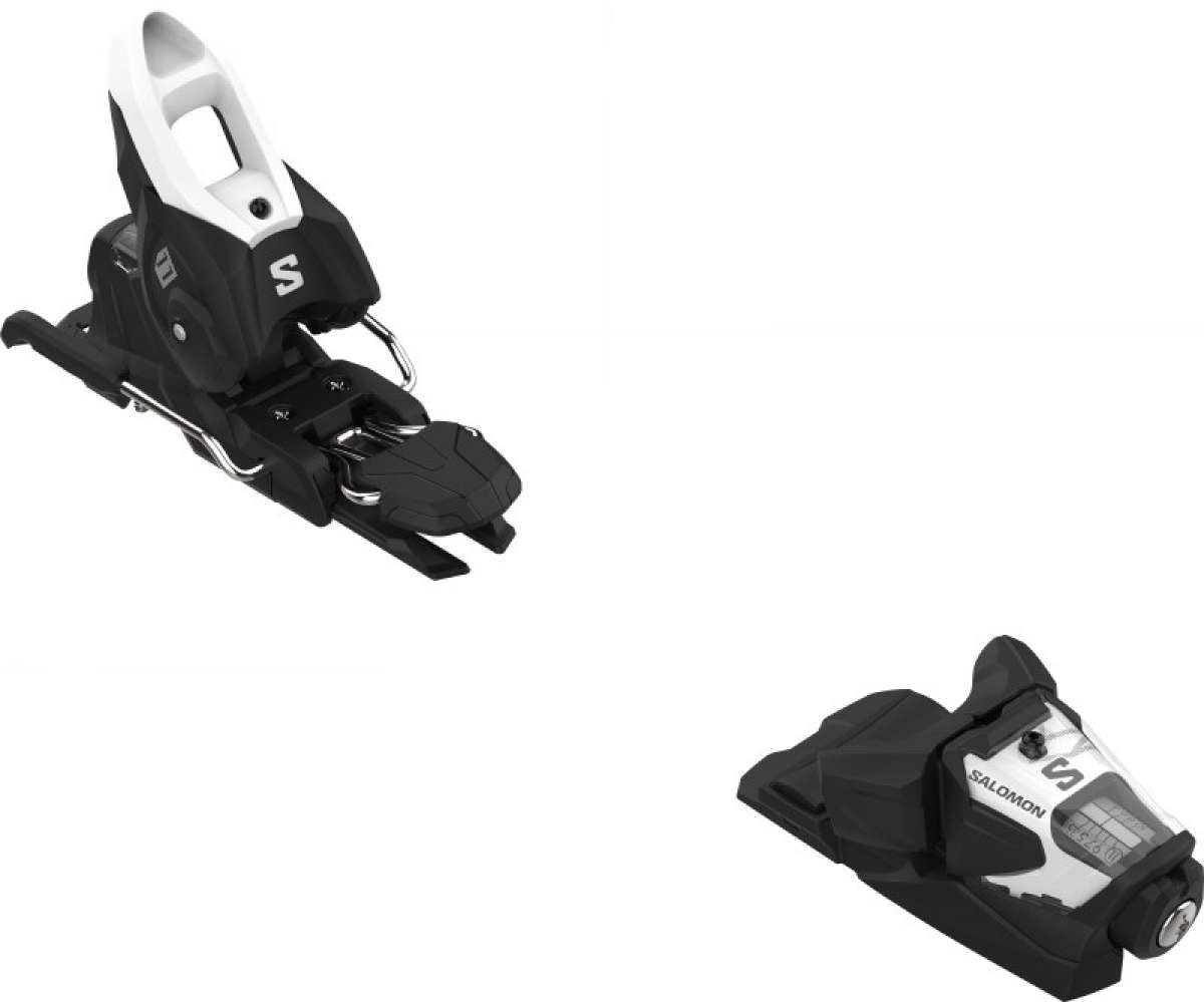 Salomon Stage 11 Ski Bindings 2024 - Black ski bindings with silver hardware and white lettering.