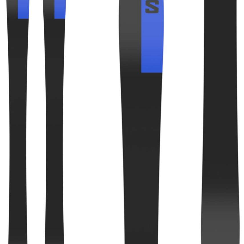 Salomon Stance 96 Skis 2024 - Black skis with a blue logo on top.