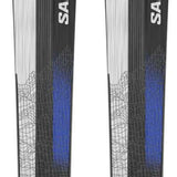 Salomon Stance 96 Skis 2024 - White skis with black and gray stripes on top, featuring a blue Salomon logo at the tip.