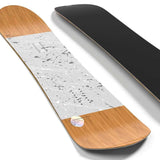Salomon Takaharu EP Snowboard 2024 - A black snowboard with white and gray splatter design on top of a light-colored wood grain background.