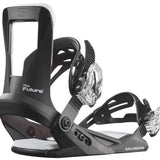 Salomon The Future Kids Bindings 2024 - Black bindings with white accents and a clear plastic strap on top.