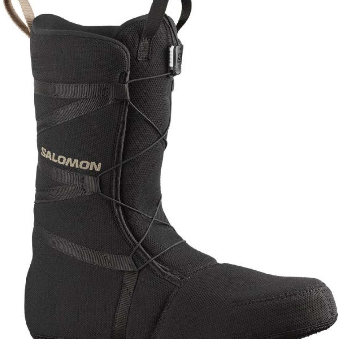 Salomon Titan BOA Snowboard Boots 2024 - Black snowboard boots with a textured pattern on the upper material and tan-colored laces.
