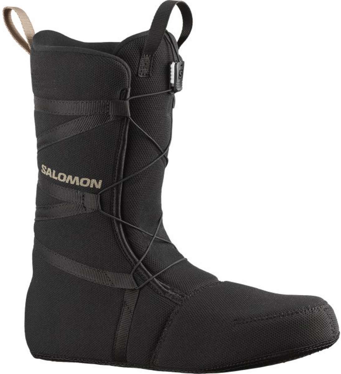 Salomon Titan BOA Snowboard Boots 2024 - Black snowboard boots with a textured pattern on the upper material and tan-colored laces.