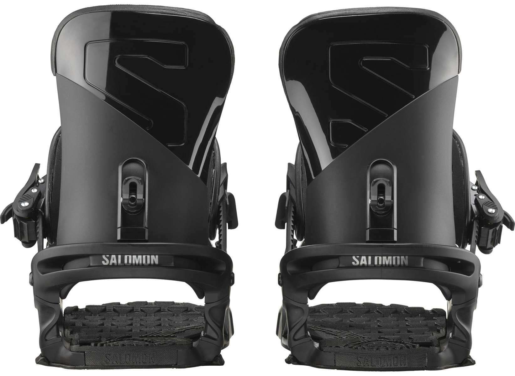 Salomon Trigger Snowboard Binding 2022-2023 - Black bindings with a sleek, modern design and silver hardware.