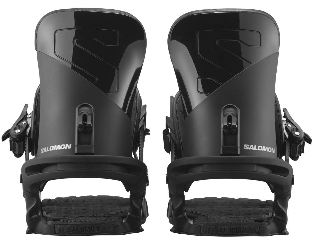 Salomon Trigger Snowboard Bindings 2024 - Black bindings with silver buckles and a textured strap.