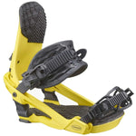 Salomon Trigger Snowboard Bindings 2024 - A pair of yellow snowboard bindings with black buckles and straps.