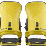 Salomon Trigger Snowboard Bindings 2024 - Yellow bindings with black buckles and straps.