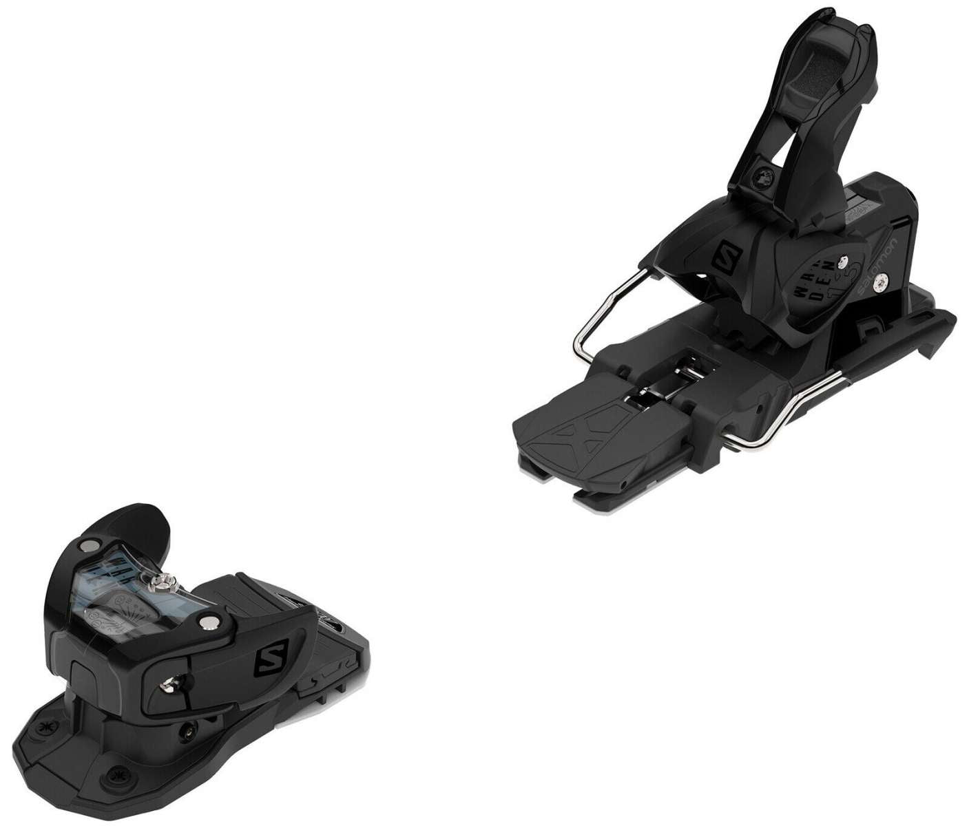 Salomon Warden 13 Ski Bindings - 2024 model bindings with a sleek black design and silver hardware.