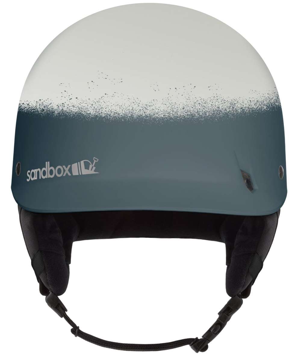 Sandbox Classic 2.0 MIPS Helmet 2022-2023 - A white helmet with a black visor and MIPS technology, featuring a gradient design that transitions from light gray to dark gray at the bottom.