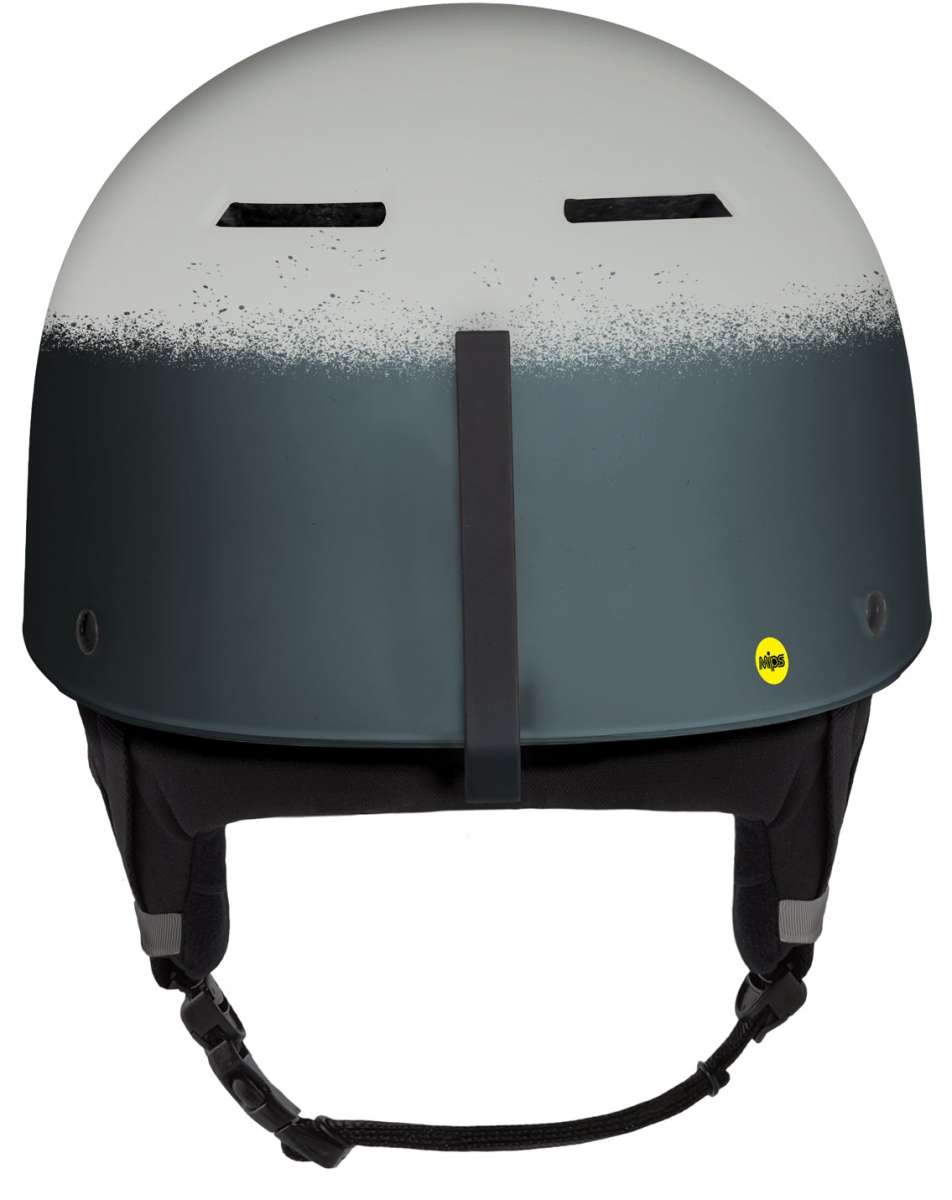 Sandbox Classic 2.0 MIPS Helmet 2022-2023 - A white helmet with a black visor and chin strap, featuring a distinctive MIPS technology sticker on the side.