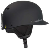 Sandbox Classic 2.0 MIPS Helmet 2024 - A black helmet with a white Sandbox logo on the side and a yellow MIPS sticker on the back.