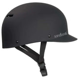 Sandbox Classic 2.0 Park Helmet 2024 - A matte black helmet with a small vent on top and white lettering that reads "Sandbox" along the side.