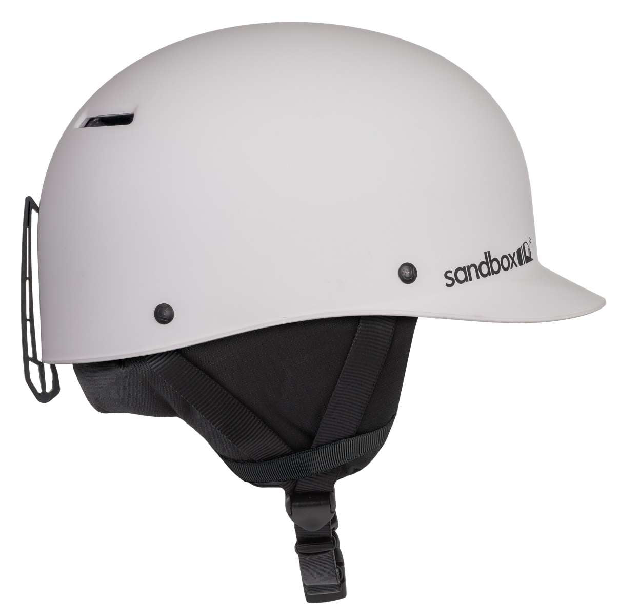 Sandbox Classic 2.0 Snow Helmet 2022-2023 - A white helmet with a black chin strap and ventilation holes on top.