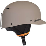 Sandbox Classic 2.0 Snow Helmet 2022-2023 - A tan helmet with a black visor and ventilation holes on top.