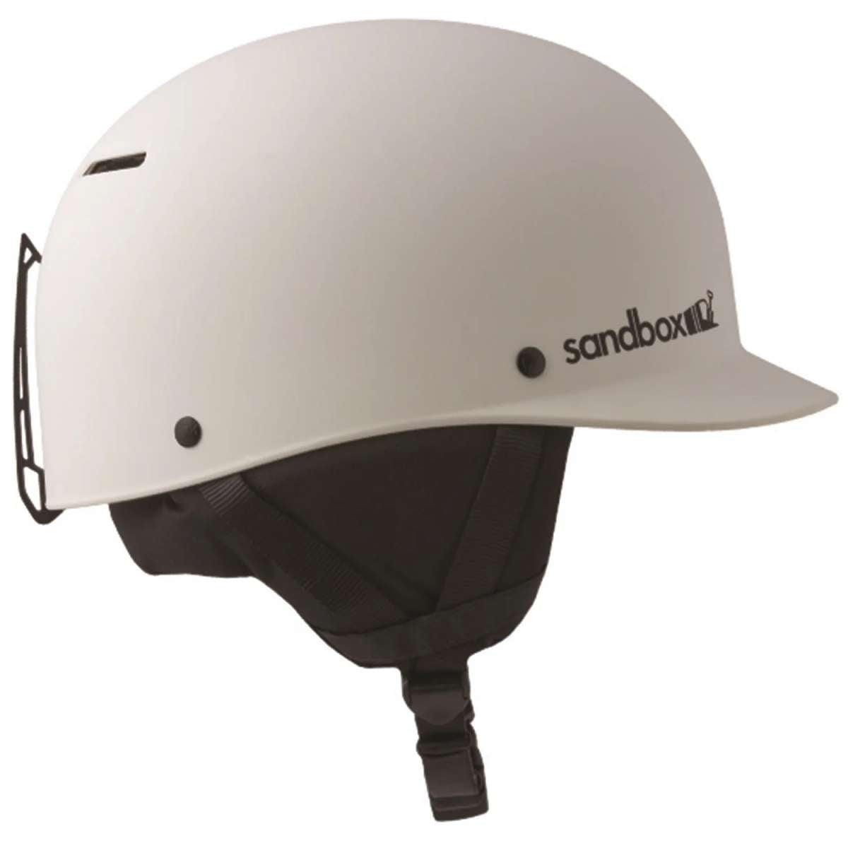 Sandbox Classic 2.0 Snow Helmet 2024 - A white helmet with a black visor and ventilation holes on top.