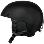 Sandbox Icon MIPS Helmet 2022-2023 - A black helmet with a white logo on the side and a strap under the chin.