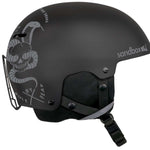 Sandbox Icon Snow Helmet 2022-2023 - A black helmet with a white logo on the front and a strap in the back.