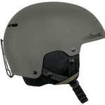 Sandbox Icon Snow Helmet 2022-2023 - A dark gray helmet with a black chin strap and ventilation holes on top.