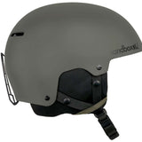 Sandbox Icon Snow Helmet 2022-2023 - A dark gray helmet with a black chin strap and ventilation holes on top.