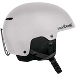 Sandbox Icon Snow Helmet 2022-2023 - A white helmet with a black chin strap and ventilation holes on top.