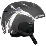 Sandbox Icon Snow Helmet 2022-2023 - A black helmet with a white logo on the side and a chin strap.