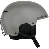 Sandbox Icon Snow Helmet 2024 - A gray helmet with a black chin strap and ventilation holes on top.