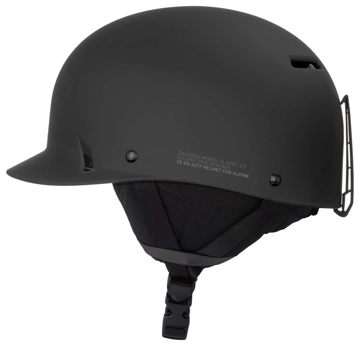 Sandbox Kids Classic 2.0 Ace MIPS Helmet 2024 - A black helmet with a white logo on the front and a red stripe running along the side.