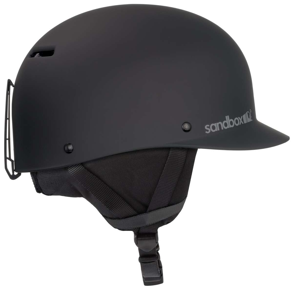 Sandbox Kids Classic 2.0 Ace MIPS Helmet 2024 - A black helmet with a white logo on the front and a red stripe running along the side.