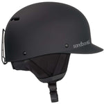 Sandbox Kids Classic 2.0 Ace MIPS Helmet 2024 - A black helmet with a white logo on the front and a red stripe running along the side.