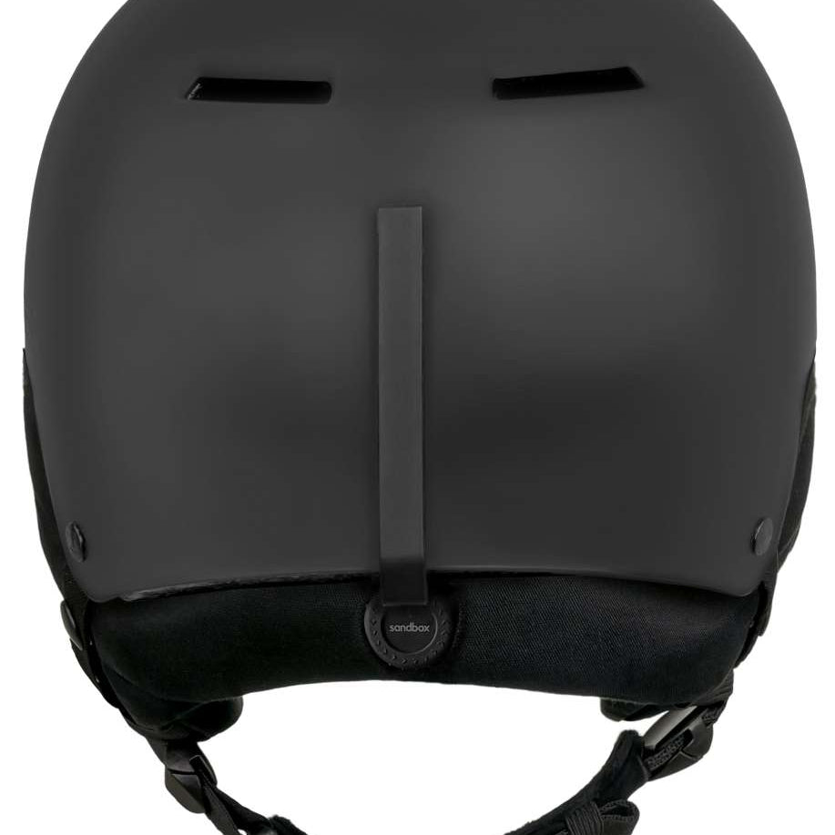 Sandbox Kids Icon Ace MIPS Helmet 2024 - A black helmet with a white logo on the front and a strap in the back.