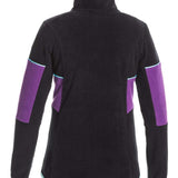 Sayna Women's WarmFlight Half-Zip Fleece 2022 - A black fleece jacket with purple accents on the sleeves and a half-zip front.