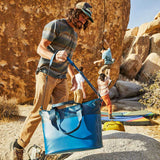 Hydro Flask 26L Day Escape Soft Cooler Tote - A large blue cooler bag with a zippered top and two long shoulder straps.