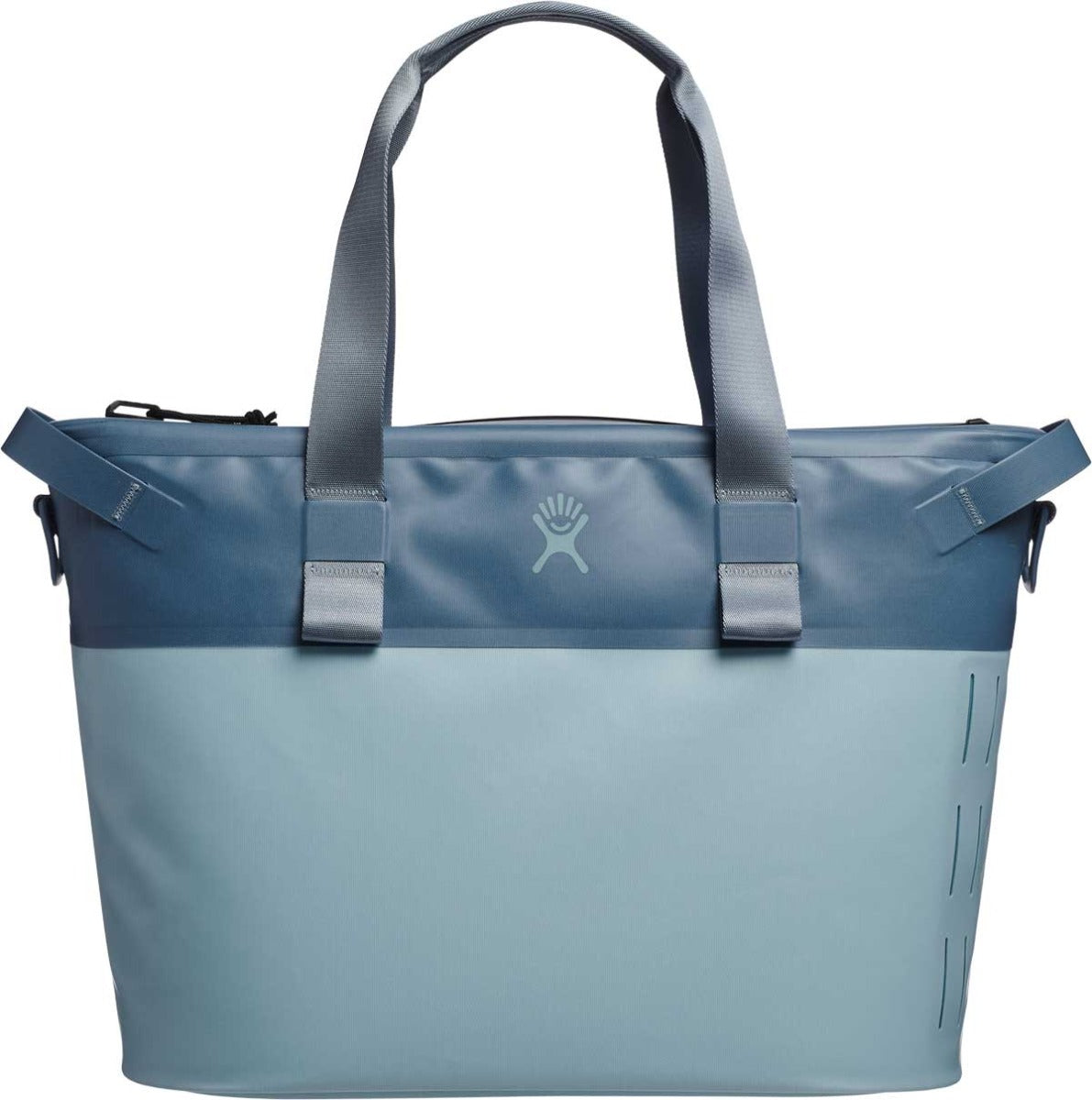 Hydro Flask 18L Day Escape Soft Cooler Tote - A large, light blue cooler bag with a zippered top and two long shoulder straps.