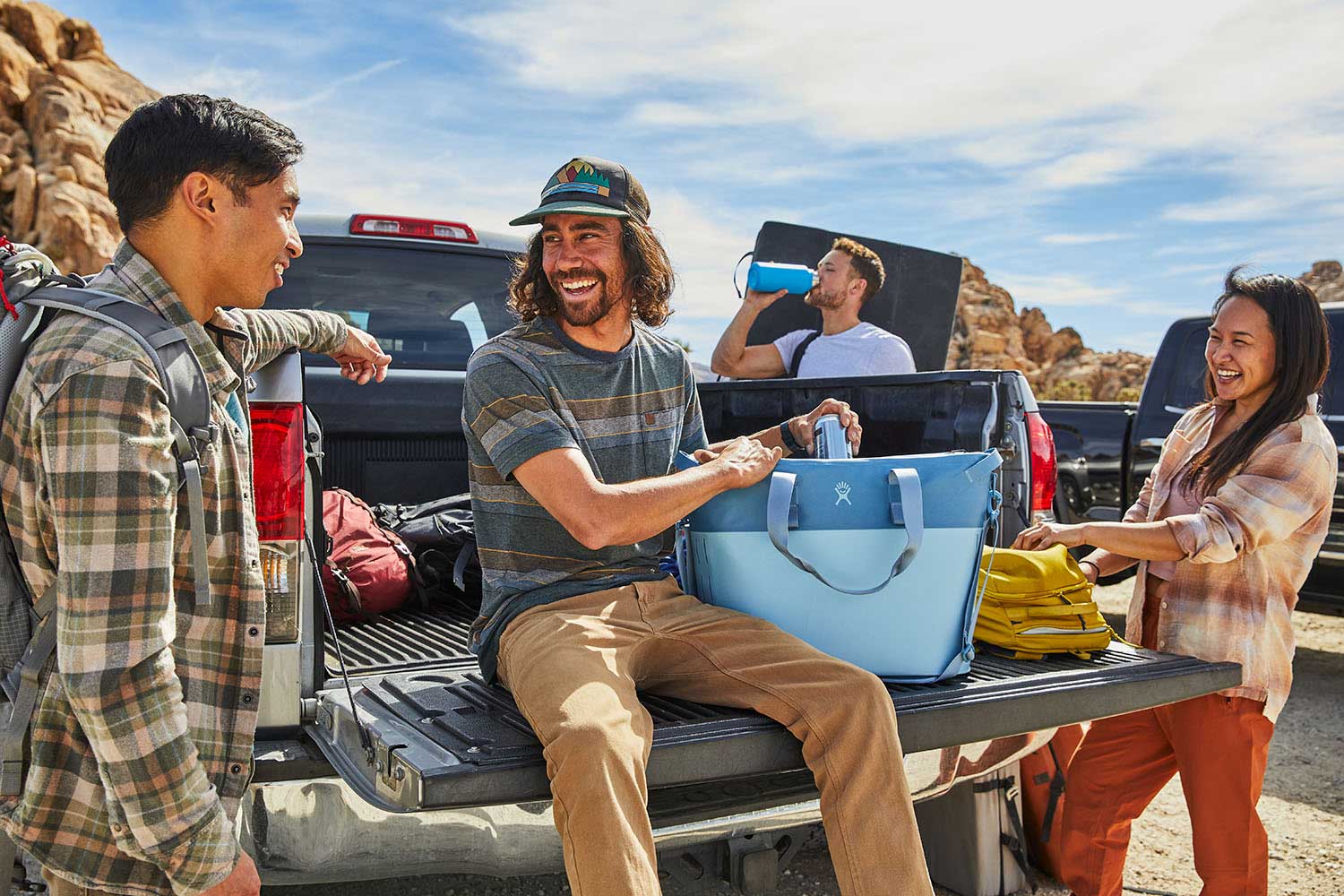 Hydro Flask 18L Day Escape Soft Cooler Tote - A large blue cooler bag with a zippered top and two handles.